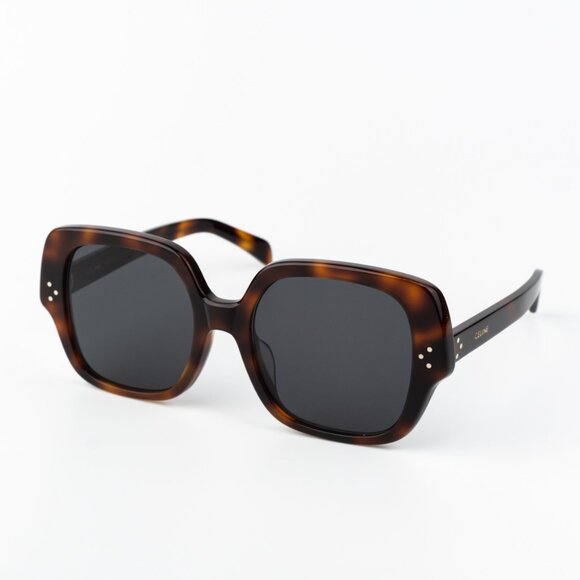 Celine 3 DOTS Women Sunglasses Medium Havana Smoke Grey Geometric CL40241F 53A - Picture 3 of 11